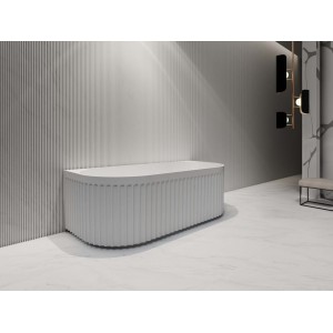 Roma fluted Back To The Wall Gloss white bathtub 1700